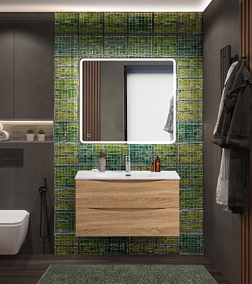 Тумба с раковиной подвесная BelBagno MARINO-CER-N 90 Rovere Bianco, раковина белая