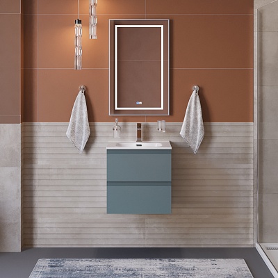 Тумба с раковиной подвесная BelBagno KRAFT 39 50 Голубой Матовый, раковина BB500/390ETL