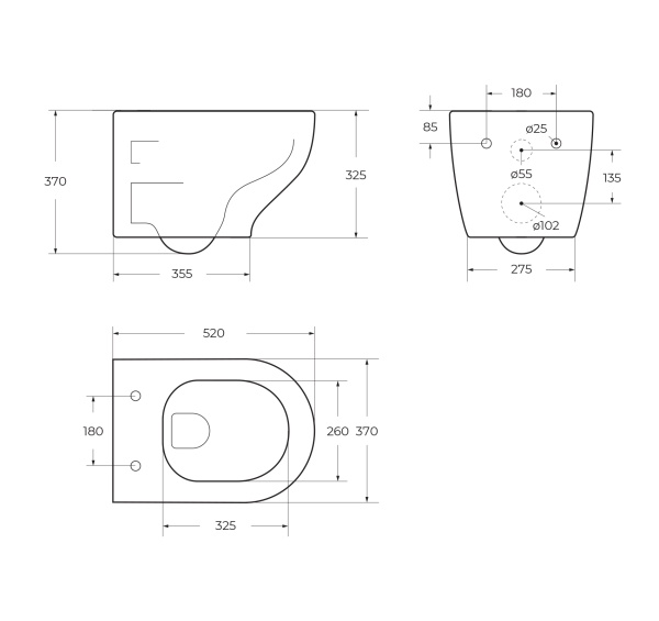 Чаша подвесного унитаза BelBagno ACQUA BB340CHR