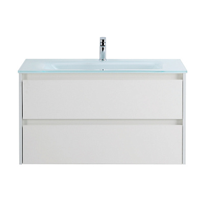 Тумба со стеклянной раковиной подвесная BelBagno KRAFT 80 Bianco Opaco, раковина белая