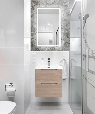 Тумба с раковиной подвесная BelBagno ETNA 50 Rovere Grigio, раковина белая