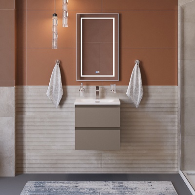 Тумба с раковиной подвесная BelBagno KRAFT 39 50 Бежевый матовый, раковина BB-8099-3-50