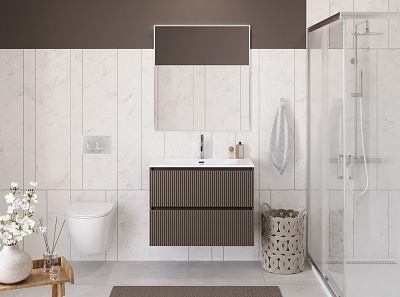 Тумба с раковиной подвесная BelBagno UNO 80 Бежевый матовый, раковина BB-8099-80