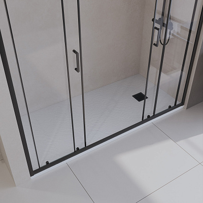 Душевой поддон из искусственного мрамора в комплекте с сифоном BelBagno UNO TRAY-MR-UNO-AH-140/80-35-W-NO