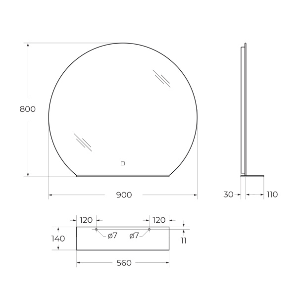 Зеркало BelBagno SPC-RNG-900-LED-TCH-MENS