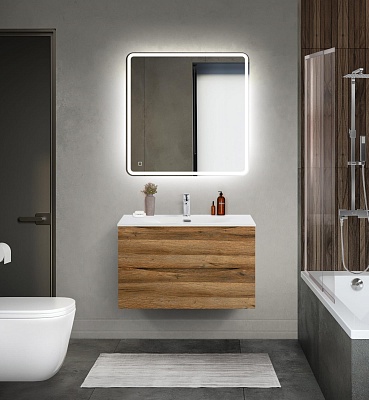 Тумба с раковиной подвесная BelBagno MARINO-CER-MINI 80 Rovere Rustico, раковина белая