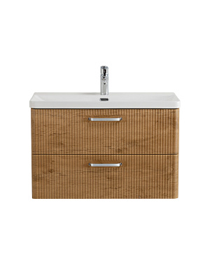 Тумба с раковиной подвесная BelBagno DUE 80 Rovere Nature, ручки - Хром полированный