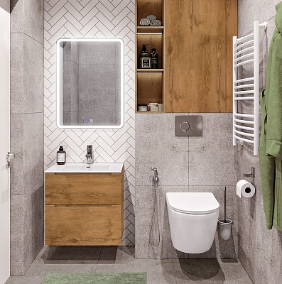 Тумба с раковиной подвесная BelBagno ETNA-H60 70 Rovere Nature, раковина белая
