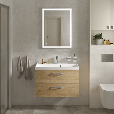 Тумба с раковиной подвесная BelBagno AURORA 80 Rovere Nebrasca Nature, раковина белая