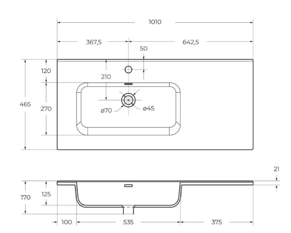 Керамическая раковина, чаша слева BelBagno BB1000ETL-L