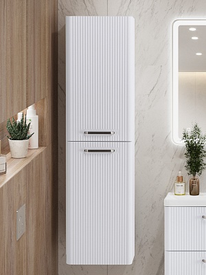Шкаф подвесной BelBagno DUE-1500-2A-SC-BL-P Bianco Lucido, ручки - Матовый атласный никель