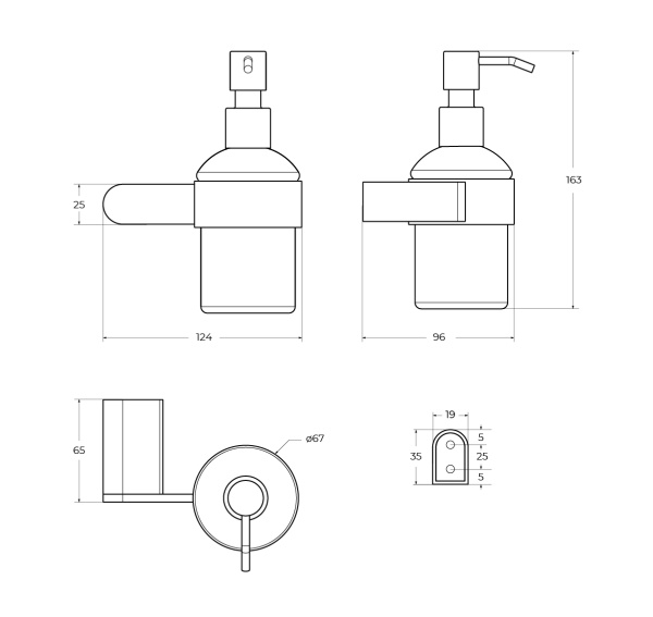 Диспенсер для мыла подвесной CEZARES STYLUS-SOIS-V-IN