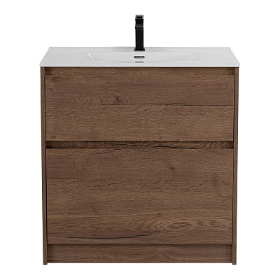 Тумба с керамической раковиной напольная BelBagno KRAFT 80 Rovere Tabacco, раковина BB800ETL белая