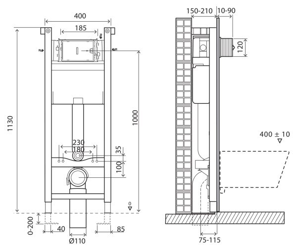 Инсталляция для унитазов BelBagno BB004-40 EXPERT
