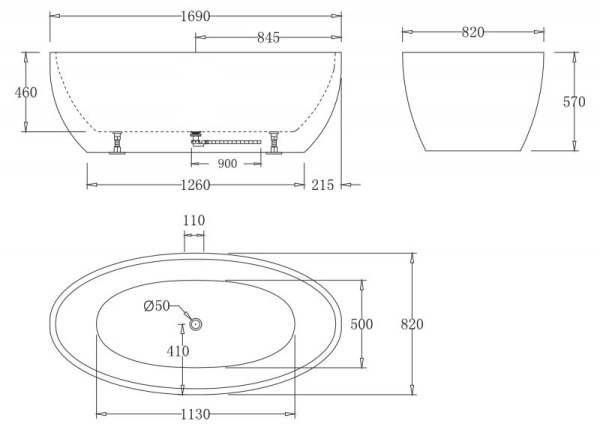 Акриловая ванна BelBagno BB69-1700-W0
