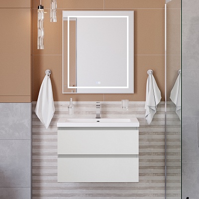 Тумба с раковиной подвесная BelBagno СТРУКТУРА (KRAFT) 80 Белый матовый, раковина BB-8070-80