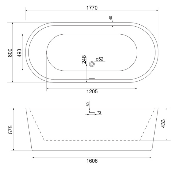 Акриловая ванна BelBagno BB109-177-80