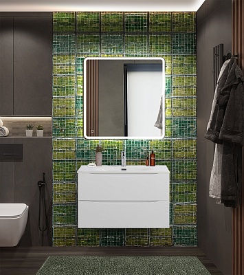 Тумба с раковиной подвесная BelBagno MARINO-CER-N 80 Bianco Lucido, раковина белая