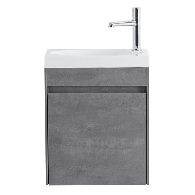 Тумба с раковиной подвесная с дверкой BelBagno PIETRA MINI 46-R Stucco Cemento, раковина белая