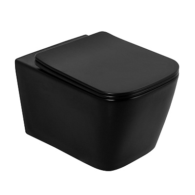 Унитаз подвесной безободковый BelBagno ARDENTE-C BB3202CHR-MB с сиденьем BB3202SC-MB