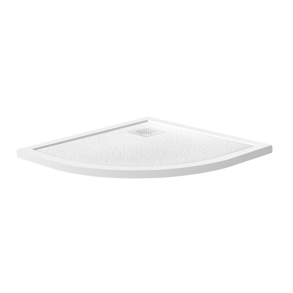 TRAY-MR-UNO-R-80-550-35-W-BO Поддон из искусственного мрамора в комплекте с сифоном с белой матовой декоративной накладкой — фото 3