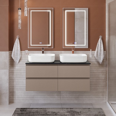 Тумба с четырьмя ящиками и столешницей подвесная BelBagno KRAFT 120 Бежевый матовый, столешница KEP-120-2-MNO