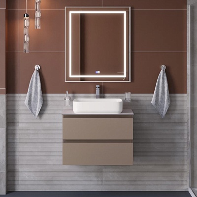Тумба со столешницей подвесная BelBagno KRAFT 60 Бежевый матовый, столешница KEP-60-BO
