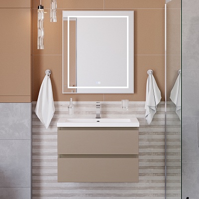 Тумба с раковиной подвесная BelBagno СТРУКТУРА (KRAFT) 80 Бежевый матовый, раковина BB-8070-80