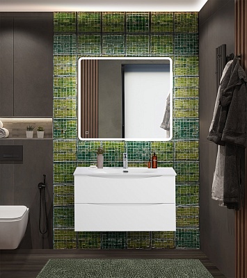 Тумба с раковиной подвесная BelBagno MARINO-CER-N 90 Bianco Lucido, раковина белая
