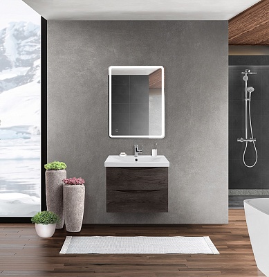 Тумба с раковиной подвесная BelBagno MARINO-CER 60 Rovere Nature Grigio, раковина белая