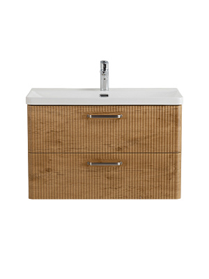 Тумба с раковиной подвесная BelBagno DUE 80 Rovere Nature, ручки - Матовый атласный никель
