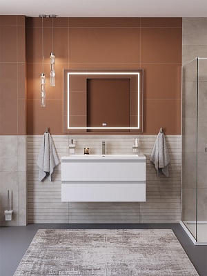 Тумба с раковиной подвесная BelBagno СТРУКТУРА (KRAFT) 100 Белый матовый, раковина BB-8070-100