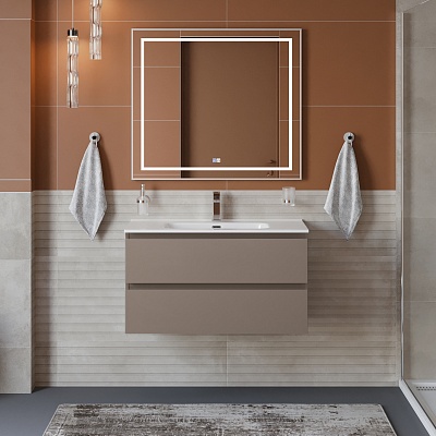 Тумба с раковиной подвесная BelBagno KRAFT 90 Бежевый матовый, раковина BB900ETL