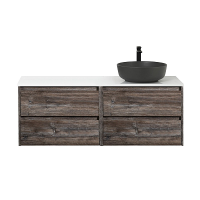 Тумба со столешницей и накладной раковиной подвесная BelBagno KRAFT 120 Pino Pasadena, раковина справа