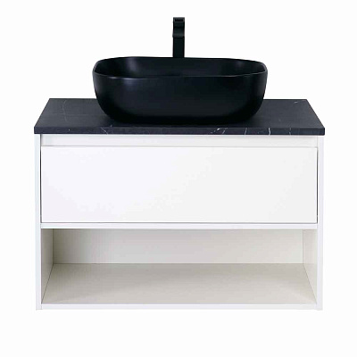 Тумба со столешницей, одним ящиком и одной открытой полкой подвесная BelBagno KRAFT 80 Bianco Opaco