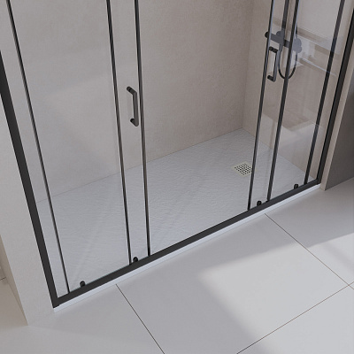 Душевой поддон из искусственного мрамора в комплекте с сифоном BelBagno UNO TRAY-MR-UNO-AH-140/80-35-W-BO