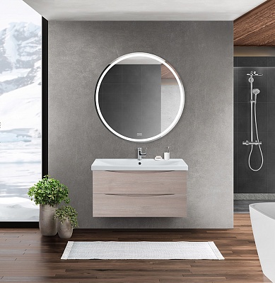 Тумба с раковиной подвесная BelBagno MARINO-CER 100 Rovere Grigio, раковина белая