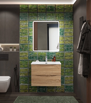 Тумба с раковиной подвесная BelBagno MARINO-CER-N 70 Rovere Bianco, раковина белая