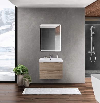 Тумба с раковиной подвесная BelBagno MARINO-CER 60 Rovere Bianco, раковина белая