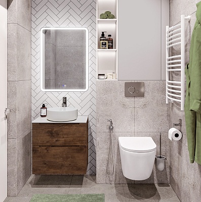 Тумба со столешницей и накладной раковиной подвесная BelBagno ETNA-H60 60 Rovere Moro