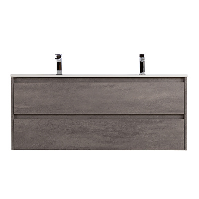 Тумба с раковиной на две чаши подвесная BelBagno KRAFT 120 Cemento Grigio , раковина белая