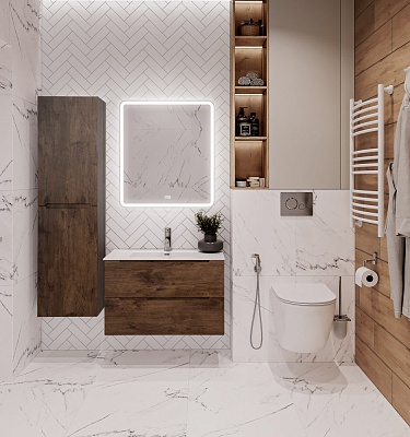 Тумба с раковиной подвесная BelBagno ETNA 70 Rovere Moro, раковина белая