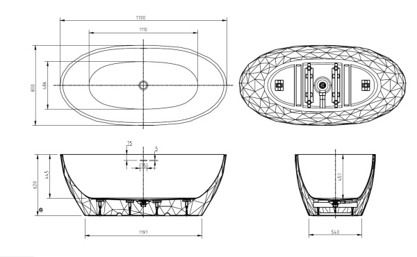 Акриловая ванна BelBagno BB717-1700-800