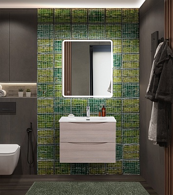 Тумба с раковиной подвесная BelBagno MARINO-CER-N 70 Rovere Grigio, раковина белая