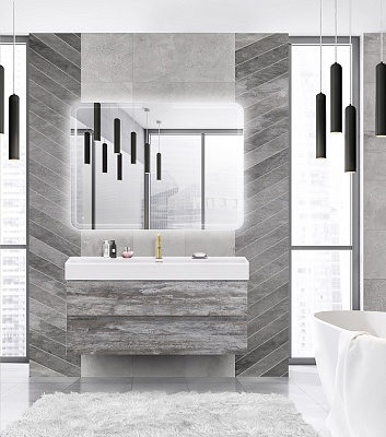 Тумба с раковиной подвесная CEZARES MOLVENO 46 120 Legno Grigio, раковина белая