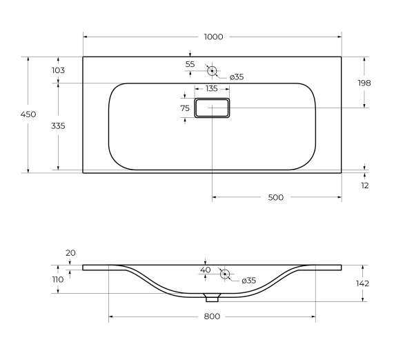 Раковина BelBagno BB1000/450-LV-MR-FT
