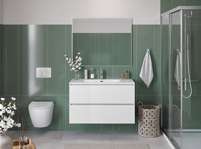 Тумба с раковиной подвесная BelBagno UNO 100 Bianco Opaco, раковина BB-8099-100