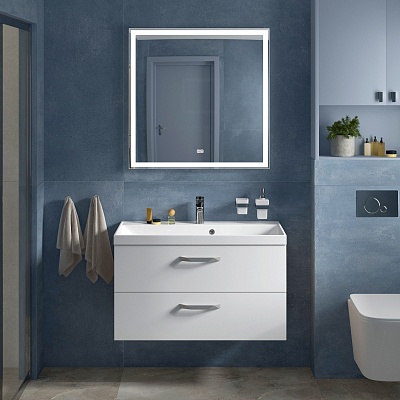 Тумба с раковиной подвесная BelBagno AURORA 90 Bianco Lucido, раковина белая