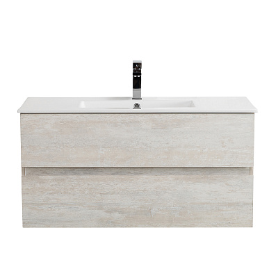 Тумба с раковиной подвесная CEZARES MOLVENO 46 100 Legno Bianco, раковина белая CZR-8002-100