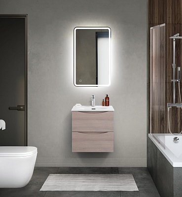 Тумба с раковиной подвесная BelBagno MARINO-CER-MINI 50 Rovere Grigio, раковина белая